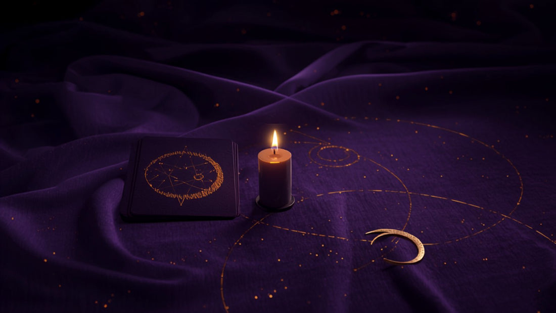 An hourglass filled with stars on dark violet velvet
