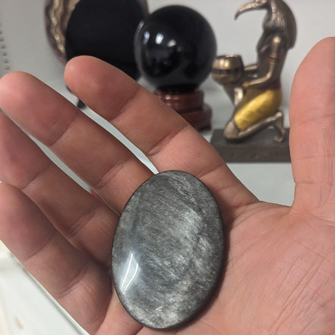 Silver Obsidian Soothing Palm Stone