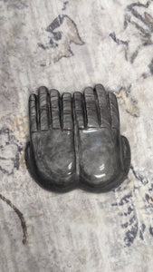Silver Obsidian Crystal Hands